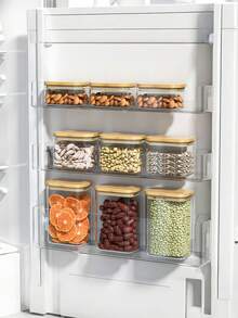 Premium Wooden Lid Square Grain Canister | Airtight Food Storage Container For Cereal, Nuts, Coffee & Candy - transparente - Ver 8