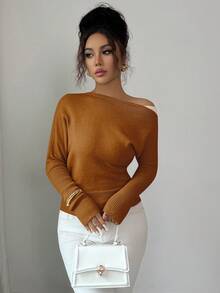 Elenzga pull femme à épaules dénudées color block, style vintage élégant, convient pour les vacances et les jours fériés, printemps/automne - Jaune citron - Voir 5