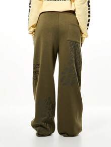 SUMWON WOMEN Quần thể thao Varsity in họa tiết động vật cỡ lớn có chữ số 05 và thương hiệu - xanh quân đội - Xem 2