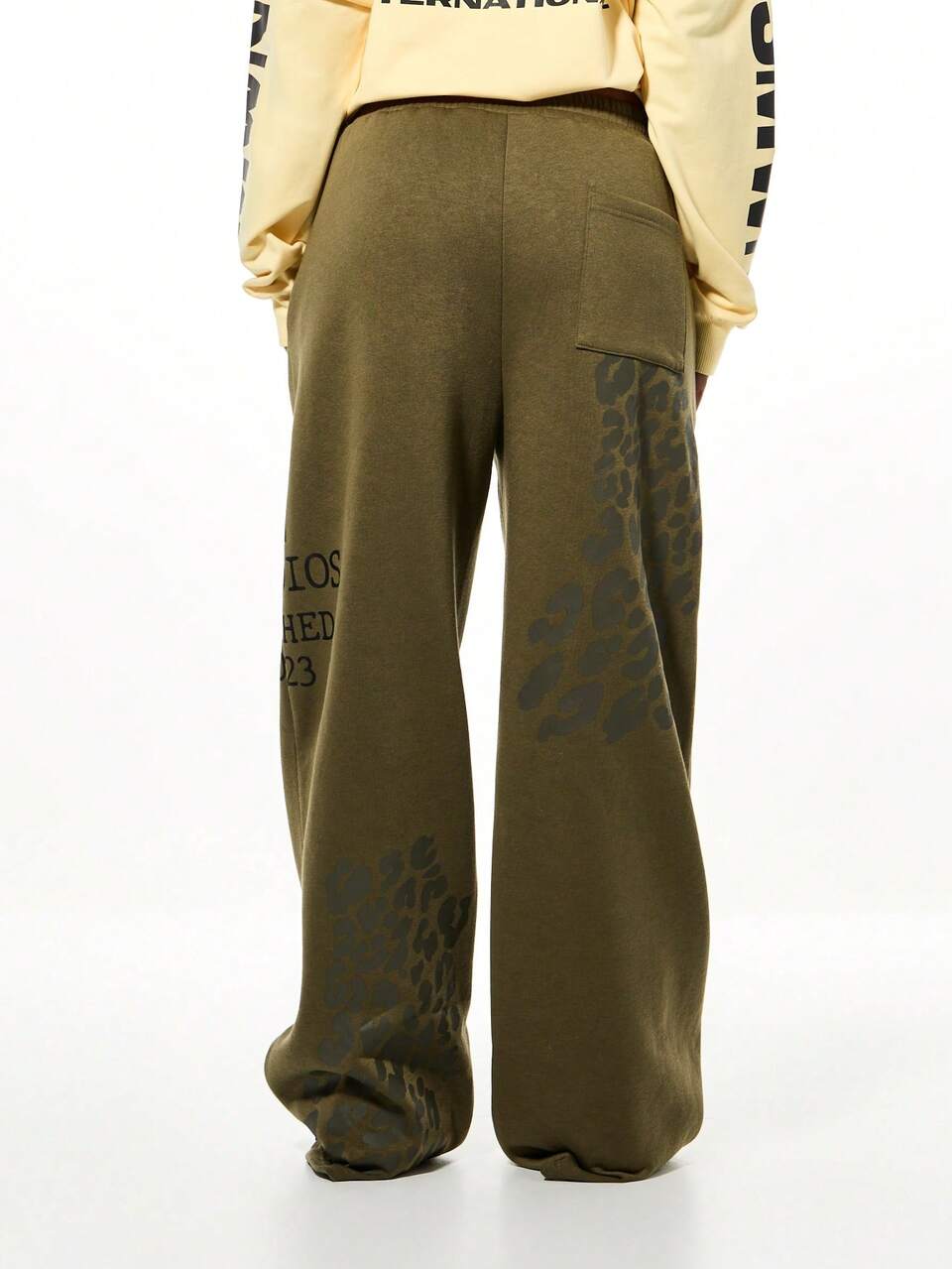 SUMWON WOMEN Oversized Tonal Animal Print Varsity Joggers