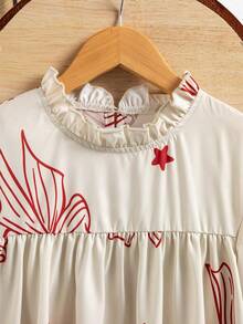 少女休闲可爱圣诞蝴蝶结连衣裙，适合家庭聚会 - 彩色 - 查看 5