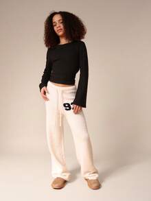 SUMWON Cozy Fleece Sweatpants With Logo Print For Casual Winter Comfort And Warmth