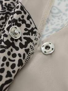 Women's Elegant V-Neck Tie Leopard Print Loose Blouse For Daily Wear - Multicolor - View 5