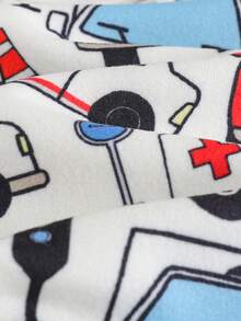 Cozy Pixies 4pcs Baby Boy Snug Fit Pajama Set, Cartoon Car Print Soft Knit Crew Neck Long Sleeve Top And Elastic Waist Long Pants - Blue - View 6