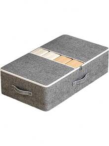 1pc Extra Wide Under The Bed Storage Box Large Capacity Flat Design Drawer Style Organizer For Clothes Blankets Seasonal Clothing Bed Frame Space Saving Household Closet Multipurpose Container - Dark Grey - View 6