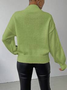 SHEIN LUNE 女士休闲3D图案针织毛衣，秋冬 - 橄欖綠 - 查看 2