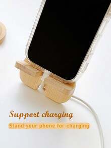 1/2 件装现代简约木质手机支架 - 符合人体工学，适合懒散人士，预留充电口，可拆卸设计，轻巧便携，节省空间，兼容 、桌面办公平板电脑，稳固便携，生日、家人、朋友礼物，手机支架，手机配件 - 原竹色 - 查看 8