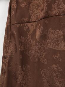 Franclia Elegant French Style Solid Color Satin Jacquard Blouse, Casual Everyday Wear, Office Commute, Suitable For Women, Spring/Autumn - Brown - View 4