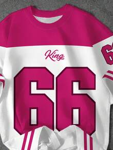 SHEIN EZwear Áo thun nữ tay ngắn cổ tròn in số 66 tối giản, giản dị - Nhiều màu - Xem 2