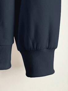 SHEIN 女士连帽拉链卫衣，半人马印花图案，休闲外套，适合教师、返校、毕业、日常穿着、冬季外套，时尚百搭，女士连帽长袖卫衣 - 藏蓝色 - 查看 4