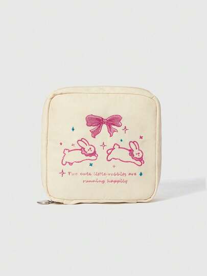 Kawaii Fashionable Cartoon Vintage Girl Thicker And Portable Cosmetic Bag With Large Capacity, Small Square Bag 442464