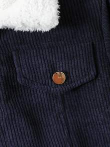 1件男童休闲韩版灯芯绒加厚外套，简约方便日常穿着及户外活动，秋冬季保暖保暖。 - 藏蓝色 - 查看 4