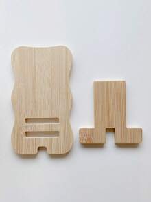 1/2 件装现代简约木质手机支架 - 符合人体工学，适合懒散人士，预留充电口，可拆卸设计，轻巧便携，节省空间，兼容 、桌面办公平板电脑，稳固便携，生日、家人、朋友礼物，手机支架，手机配件 - 原竹色 - 查看 12