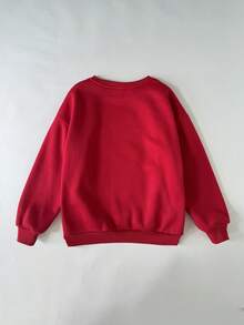 SHEIN 女童服装纯红色圆领刺绣运动衫搭配格子百褶裙女童两件套，红色格子裙套装，圣诞裙套装 - 紅色 - 查看 9