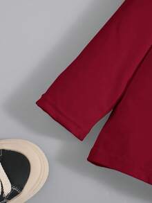 SHEIN 男童宽松休闲圆领拼色长袖T恤和裤子，2件套运动套装男童运动服儿童健身服男童运动服儿童运动服