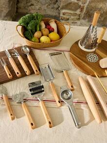 Cirelle 专业厨房套装木柄不锈钢工具烹饪烘焙烹饪必备厨师礼品耐用餐具家庭餐厅升级 - 彩色 - 查看 2