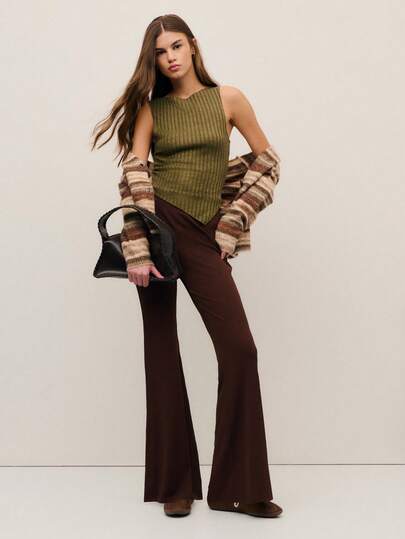 Nöista Sleeveless Ribbed Top With Raw Edges And Asymmetric Hem