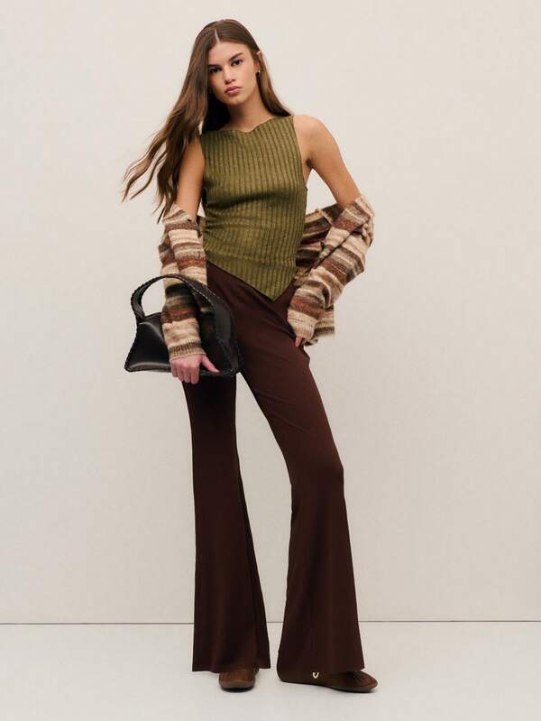 Nöista Sleeveless Ribbed Top With Raw Edges And Asymmetric Hem