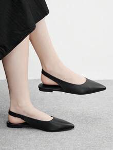 CUCCOO BIZCHIC 女士时尚黑色尖头平底鞋，简约通勤百搭乐福鞋 - 黑色 - 查看 4