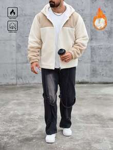 Manfinity CasualCool Men's Contrast Color Casual Hooded Long Sleeve Jacket Hoodie Jacket Zip Up Hoodie Mens Zip Up Jacket Fleece Hoodie Fleece Jacket Mens Street Wear Zip Up Men Hoodie Zip Up Old Money Daily Leisure, Weekend Trips, Outdoor Activities, Travel Expeditions, Relaxed Work Environments Or Semi-Formal Occasions,Boyfriend/Husband Gift, Anniversary Gift Christmas Outfits