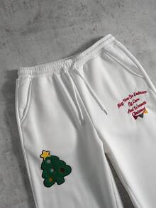 PAVTROS Set bărbătesc cu hanorac și pantaloni de trening brodați cu broderie de Crăciun, pentru iarnă