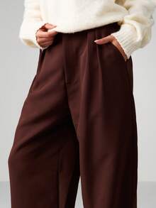 MISSGUIDED Wide Leg High Waisted Palazzo Pants For Office Wear Professional Trousers - Coffee Brown - View 4