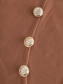 GlowEve 女士秋冬新款休闲独特时尚针织毛衣上衣和裙子两件套 - 卡其色 - 查看 4