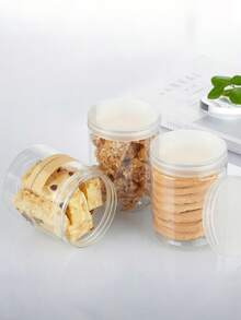 10 lọ nhựa trong suốt có nắp | Hộp tròn kiểu Mason có thể tái sử dụng đựng trái cây khô, mật ong, các loại hạt và đồ dùng nhà bếp - Trong sáng - Xem 2