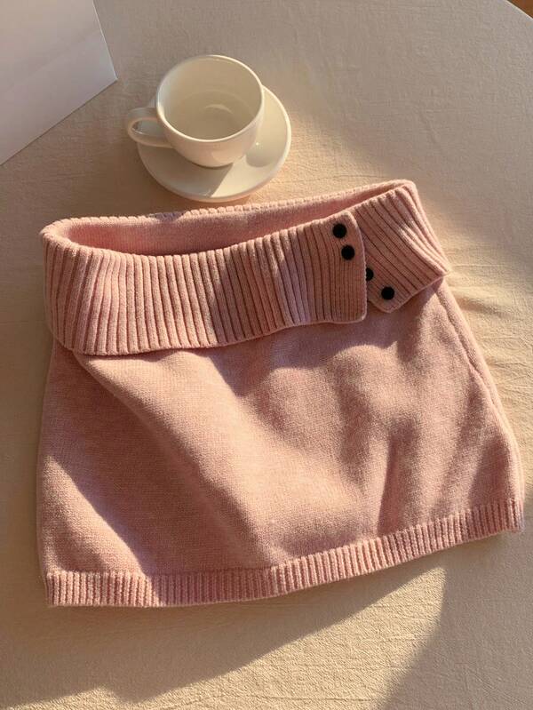 Comfortcana 女士纯色针织罗纹休闲百搭毛衣裙，秋冬韩版风格