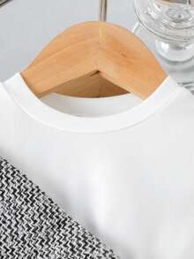 SHEIN Playful Pals 女婴蝴蝶结装饰时尚夹克和拼色拼布连衣裙套装，秋冬