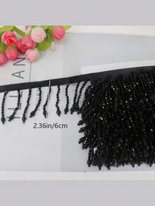 1 Yard Crystal Bead Fringe Trim - Pearl Tassel Edging For Costume Curtain Veil Decor, DIY Glamorous Stage Wear & Home Embellishment