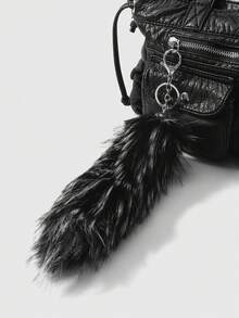 ROMWE Grunge Punk 1 chiếc móc khóa túi xách lông cáo giả màu nâu ombre phong cách Y2K dễ thương cá nhân hóa đa năng chất lượng cao, thích hợp cho phụ nữ/bé gái mặc hàng ngày, quà tặng ngày lễ - Đen trắng - 13 - Xem 2