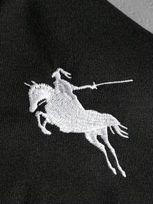 PAVTROS Men's Autumn Knight Print Zip-Up Thermal Lined Hooded Sweatshirt With Pockets, Casual Hoodie Men Street Wear Zip Up Black Graphic Hoodies, Long Sleeve Top - Black - View 9