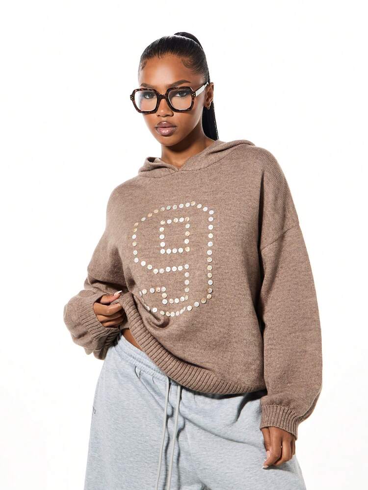 SUMWON WOMEN Oversized Knitted Hoodie With Number Detail