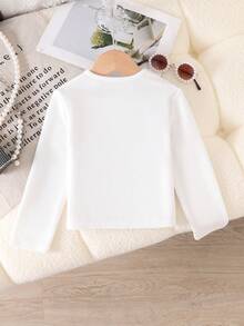 Young Girl Solid Color Long Sleeve Fashionable Casual Jacket - White - View 2
