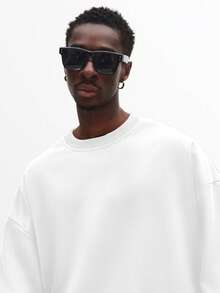 SUMWON Tee-shirt col rond à manches longues oversize pour le confort quotidien du streetwear casual - Blanc - Voir 5