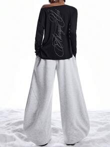 LYSMO Pantalones de chándal con cintura curva para mujer, para otoño/invierno - Gris Claro - Ver 7