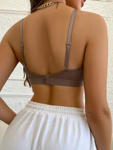 1pc Women's Seamless Underwear, Mocha Brown - Coffee Brown - View 2