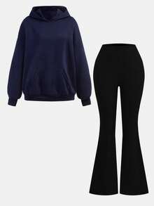 Girlism 2pcs/Set Teen Girls Ditsy Floral Casual Loose Fit Long Sleeve Sweatshirt And Flare Pants, Back To School, Clean Girl Athleisure - Multicolor - View 11