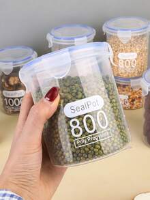 Airtight Grain Storage Container Plastic Food Canister With Locking Lid, Clear Dry Goods Organizer For Flour, Rice & Cereal | Kitchen Pantry Essentials - Clear - View 5