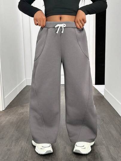 SHEIN Quần nỉ oversized cho bé gái tuổi teen, thoải mái và thời trang để mặc hàng ngày