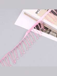 1 Yard Crystal Bead Fringe Trim - Pearl Tassel Edging For Costume Curtain Veil Decor, DIY Glamorous Stage Wear & Home Embellishment