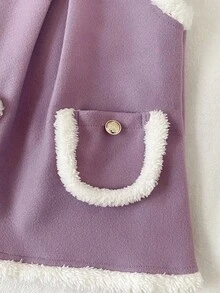 SHEIN 女宝宝秋冬新款优雅公主裙套装 - 紫色 - 查看 4