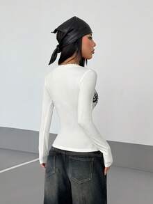 StreetHx Women's Gothic Style Wing Print Punk Y2K Casual Crop Top, Spring/Summer