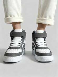 Tenis para hombre alta resistencia sintético transpirable punta redonda con cordones suela antideslizante estilo deportivo cancha tenis - Gris - Ver 3