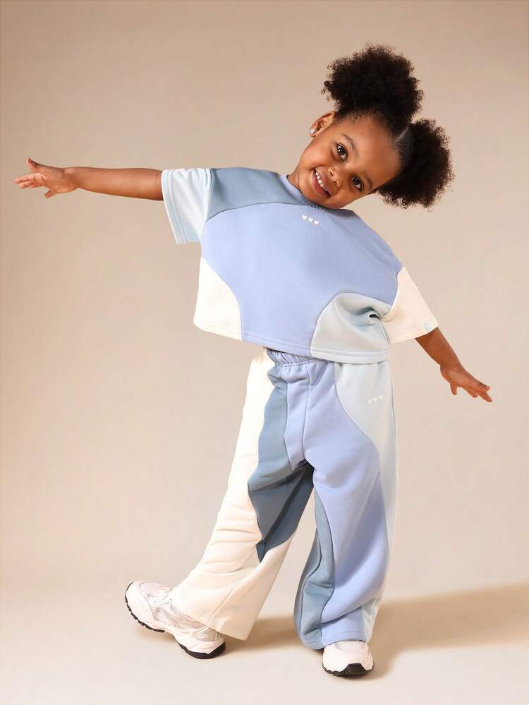 Set coordinato con pantaloni a gamba larga e blocchi di colore Swirl