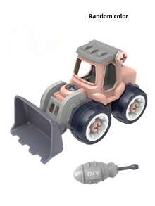 可拆卸工程车玩具 DIY 螺母组装积木套装，带滑道和挖掘功能，适合亲子互动，是圣诞节和生日送给孩子的礼物