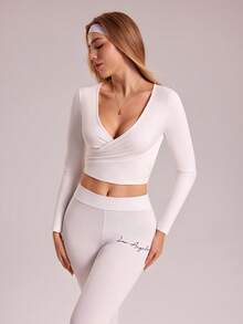 Sovereign Charm Áo thun thể thao tập yoga ngoài trời phong cách tennis thông thường - trắng - Xem 6