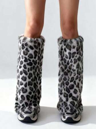 Kawaii 1 Paar süße, flauschige Hirsch-Design Beinwärmer, Y2K-Stil, kuschelig mit Bommel, dick und oversized, modisch schlank geschnitten, geeignet für den Alltag, Herbst/Winter, Feiertage und Partys