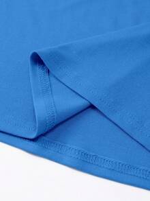 INAWLY 女士修身圆领T恤，天蓝色短袖上衣 - 藍色 - 查看 6